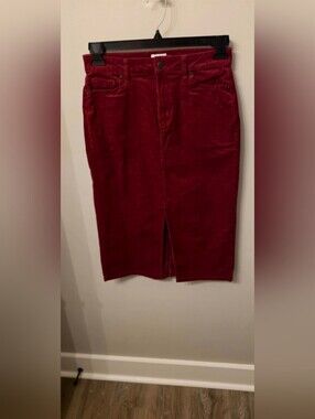 Women’s Burgundy Corduroy Midi Skirt (Size 4)